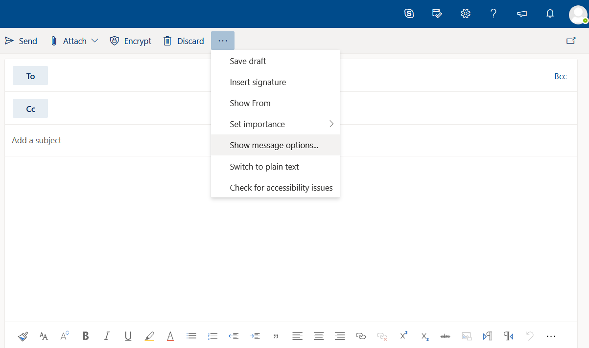 jak poprosić o rzeczywiste pokwitowanie w programie Outlook 365