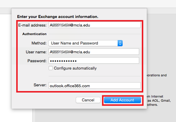 add account outlook mac