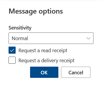 outlook read receipt for individual email
